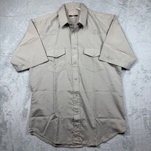 VTG Roper Gold Collection Mens Tan Pearl Snap Western Shirt Short Sleeve Large